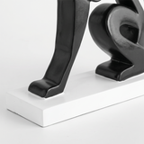 Black Resin Abstract Cat Sculpture – Modern Minimalist Tabletop Figurine with Glossy Finish | Cat Lover Gift, Home Accent for Mantle, Bookshelf, Console & Nightstand