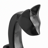Black Resin Abstract Cat Sculpture – Modern Minimalist Tabletop Figurine with Glossy Finish | Cat Lover Gift, Home Accent for Mantle, Bookshelf, Console & Nightstand
