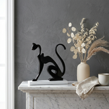 Black Resin Abstract Cat Sculpture – Modern Minimalist Tabletop Figurine with Glossy Finish | Cat Lover Gift, Home Accent for Mantle, Bookshelf, Console & Nightstand