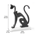 Black Resin Abstract Cat Sculpture – Modern Minimalist Tabletop Figurine with Glossy Finish | Cat Lover Gift, Home Accent for Mantle, Bookshelf, Console & Nightstand