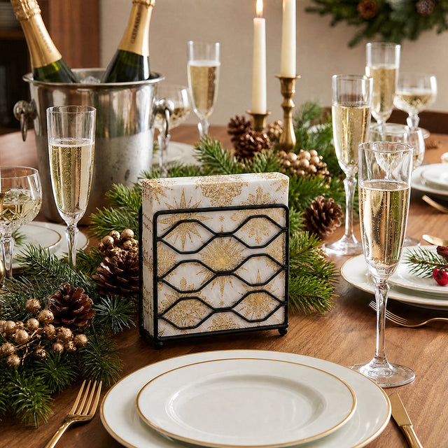 Black Geometric Holder With Christmas Decor