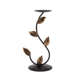 Black Gold Leaf Vine Metal Candlestick