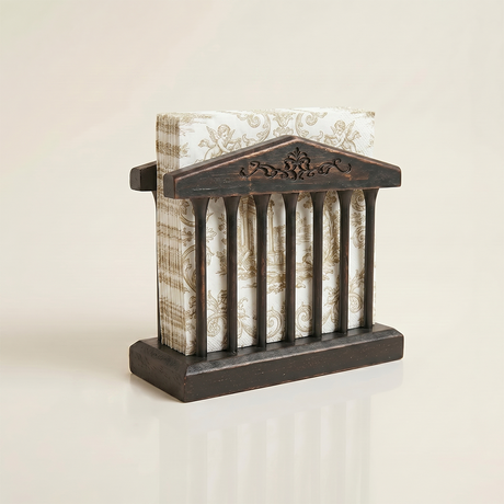 Black Napkin Holder With Patterned Napkins