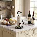 Black Red Rose Holder With Cheese Wine
