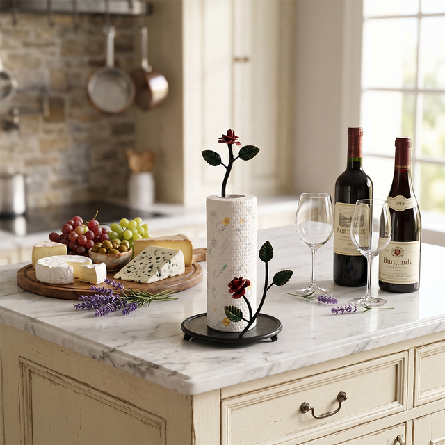Black Red Rose Holder With Cheese Wine