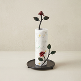 Black Red Rose Metal Paper Towel Holder