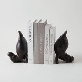 Hippo Bookends Set of 2, Quirky Resin Animal Sculpture Book Holders, Dark Bronze Matte Finish, Heavyweight Shelf Decor for Home Office, Living Room & Bookshelf