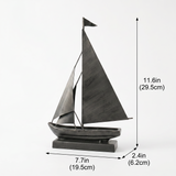 Handcrafted Metal Sailboat Sculpture, Coastal Nautical Decor, Shelf, Mantel & Desk Accent