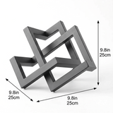 Modern Geometric Metal Sculpture, Interlocking Rectangular Frames Tabletop Decor – Matte Black Art Piece for Living Room Office Shelf