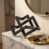 Modern Geometric Metal Sculpture, Interlocking Rectangular Frames Tabletop Decor – Matte Black Art Piece for Living Room Office Shelf