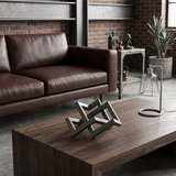 Modern Geometric Metal Sculpture, Interlocking Rectangular Frames Tabletop Decor – Matte Black Art Piece for Living Room Office Shelf