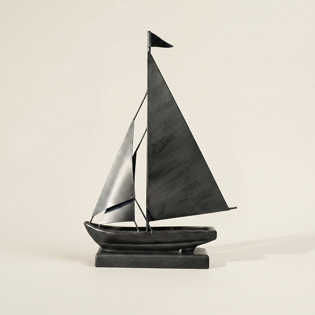 Handcrafted Metal Sailboat Sculpture, Coastal Nautical Decor, Shelf, Mantel & Desk Accent