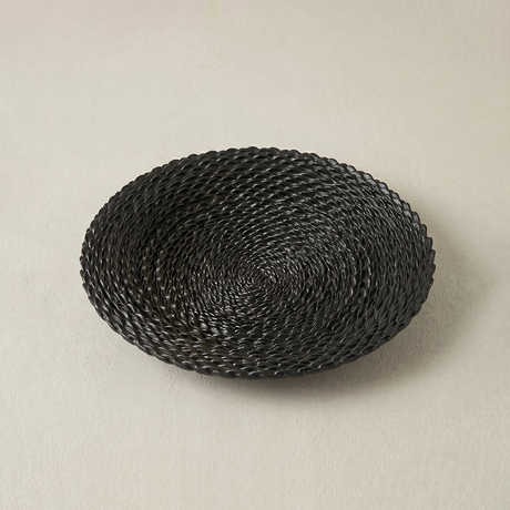 Black textured round fruit bowl