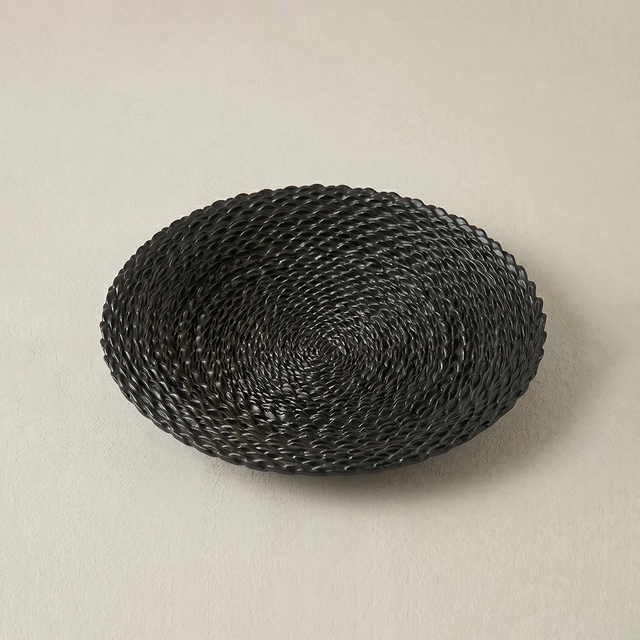 Black textured round fruit bowl