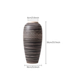 13.7" Modern Black Ceramic Vase, Hand-Carved Textured Stoneware Urn for Entryway, Living Room, Console Table