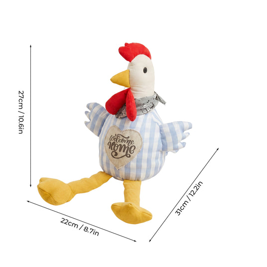 Blue Gingham Rooster Decor With Size