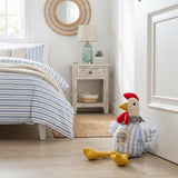 Blue Gingham Rooster On Bedroom Floor