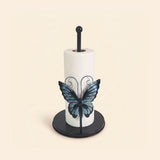 Blue Glitter Butterfly Metal Paper Towel Holder