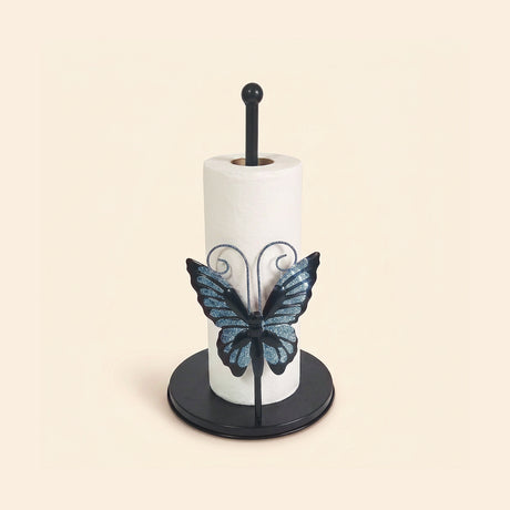 Blue Glitter Butterfly Metal Paper Towel Holder