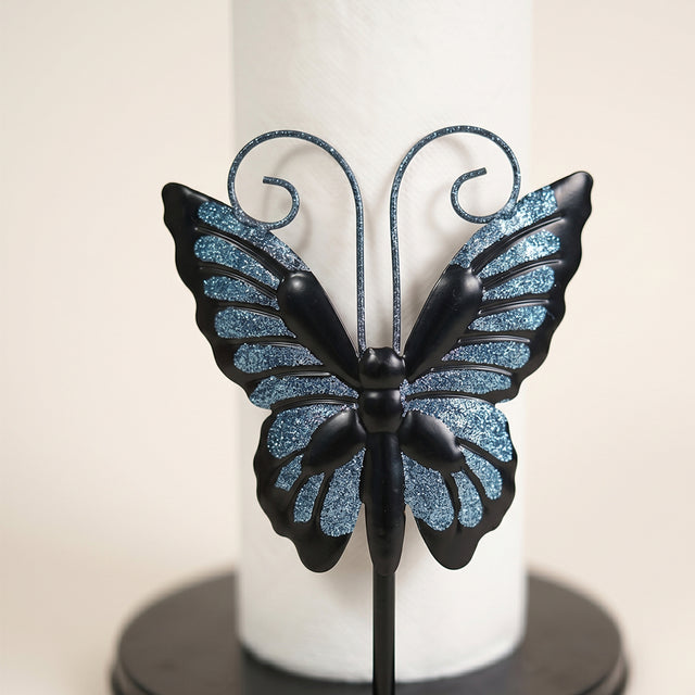 Blue Glitter Butterfly Wings Close Up