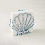Blue Rhinestone Scallop Metal Napkin Holder