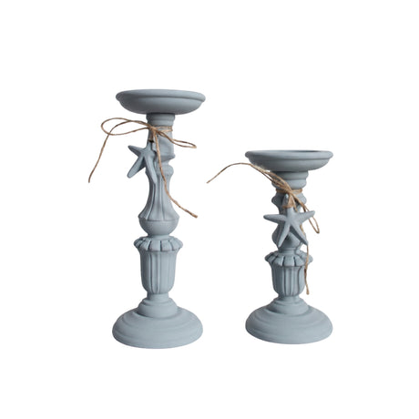 Blue Starfish MDF Candle Holder Set