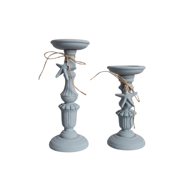 Blue Starfish MDF Candle Holder Set