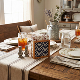 Blue Wave Napkin Holder On Farmhouse Table
