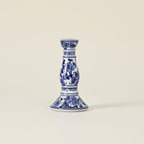 Blue & White Porcelain Taper Candlestick Holder — Traditional Floral Scroll Pattern, Chinoiserie Ceramic Candle Holder for Dining Table & Mantel