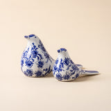 Blue white porcelain bird figurine pair