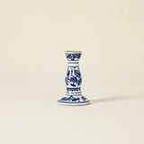 Blue & White Porcelain Taper Candlestick Holder — Traditional Floral Scroll Pattern, Chinoiserie Ceramic Candle Holder for Dining Table & Mantel