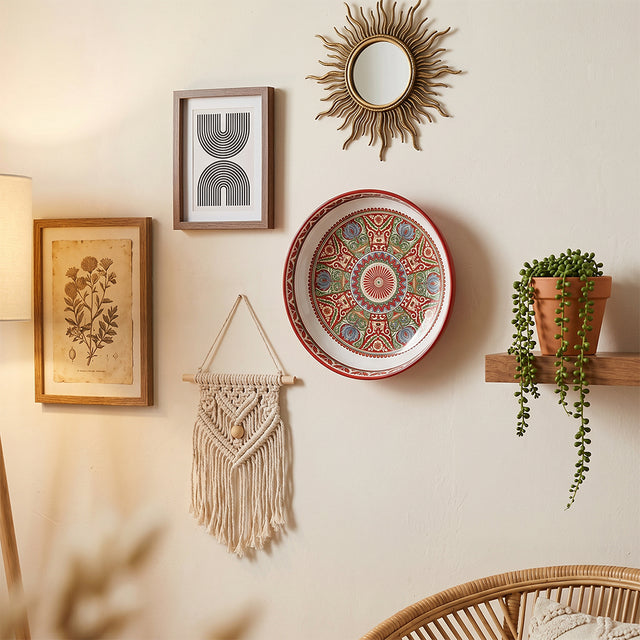 Boho wall decor plate macrame plants