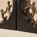 Climbing Figures Bookend Set of 2 – Bronze-Tone Resin Sculpture Bookends for Bookcase, Office Shelf & Home Library Decor