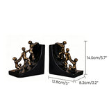 Climbing Figures Bookend Set of 2 – Bronze-Tone Resin Sculpture Bookends for Bookcase, Office Shelf & Home Library Decor