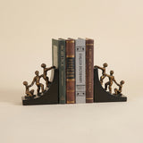 Climbing Figures Bookend Set of 2 – Bronze-Tone Resin Sculpture Bookends for Bookcase, Office Shelf & Home Library Decor