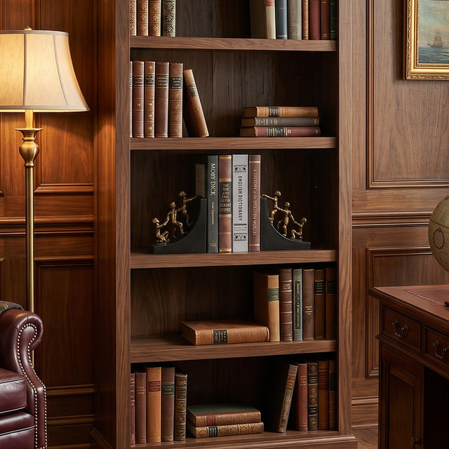 Climbing Figures Bookend Set of 2 – Bronze-Tone Resin Sculpture Bookends for Bookcase, Office Shelf & Home Library Decor