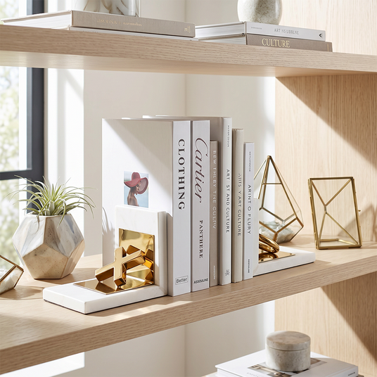 Bookends inside bright study space
