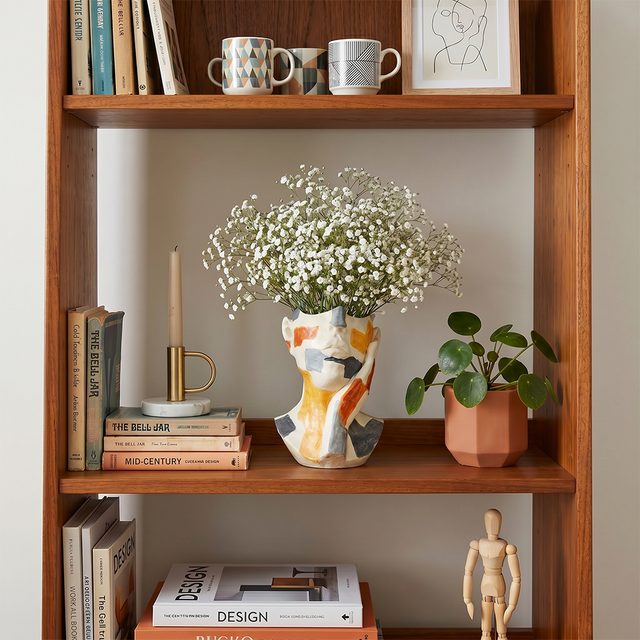 Abstract Face Vase – Resin Human Bust Sculpture & Flower Vase, Boho Home Décor for Shelf, Mantle & Dining Table | Unique Art Lover Gift, 10.4" Tall
