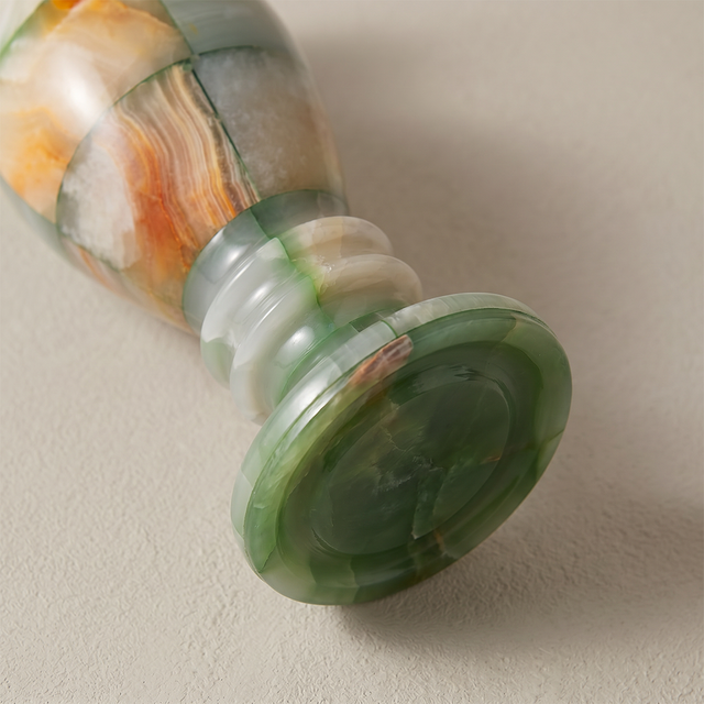 Bottom view green solid base onyx vase