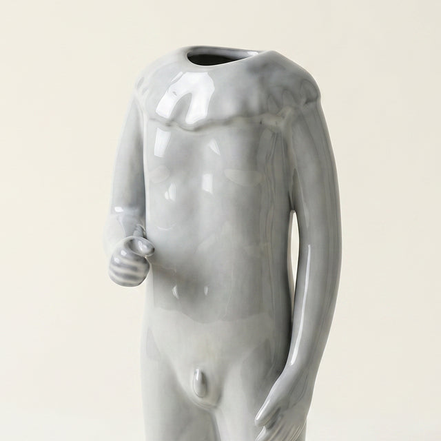 Ceramic Human Figure Vase — Headless Body Sculpture Flower Vase for Shelf, Desk & Eclectic Home Décor