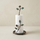 Bronze Green Rose Metal Paper Towel Holder