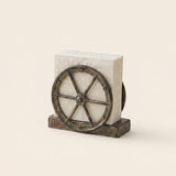 Brown Wagon Wheel Metal Napkin Holder