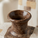 Small Abstract Hand-Painted Ceramic Bud Vase, Rustic Stoneware Decorative Vase for Dried Flowers — Boho Wabi-Sabi Decor for Shelf, Desk & Dining Table