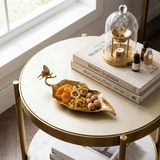 Butterfly tray on round white side table