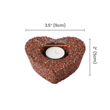 Genuine Gemstone Heart Tealight Holder – Real Red Jasper, Peridot or Tiger's Eye Chips – Romantic Décor for Bedroom, Bathroom & Wedding Centerpiece