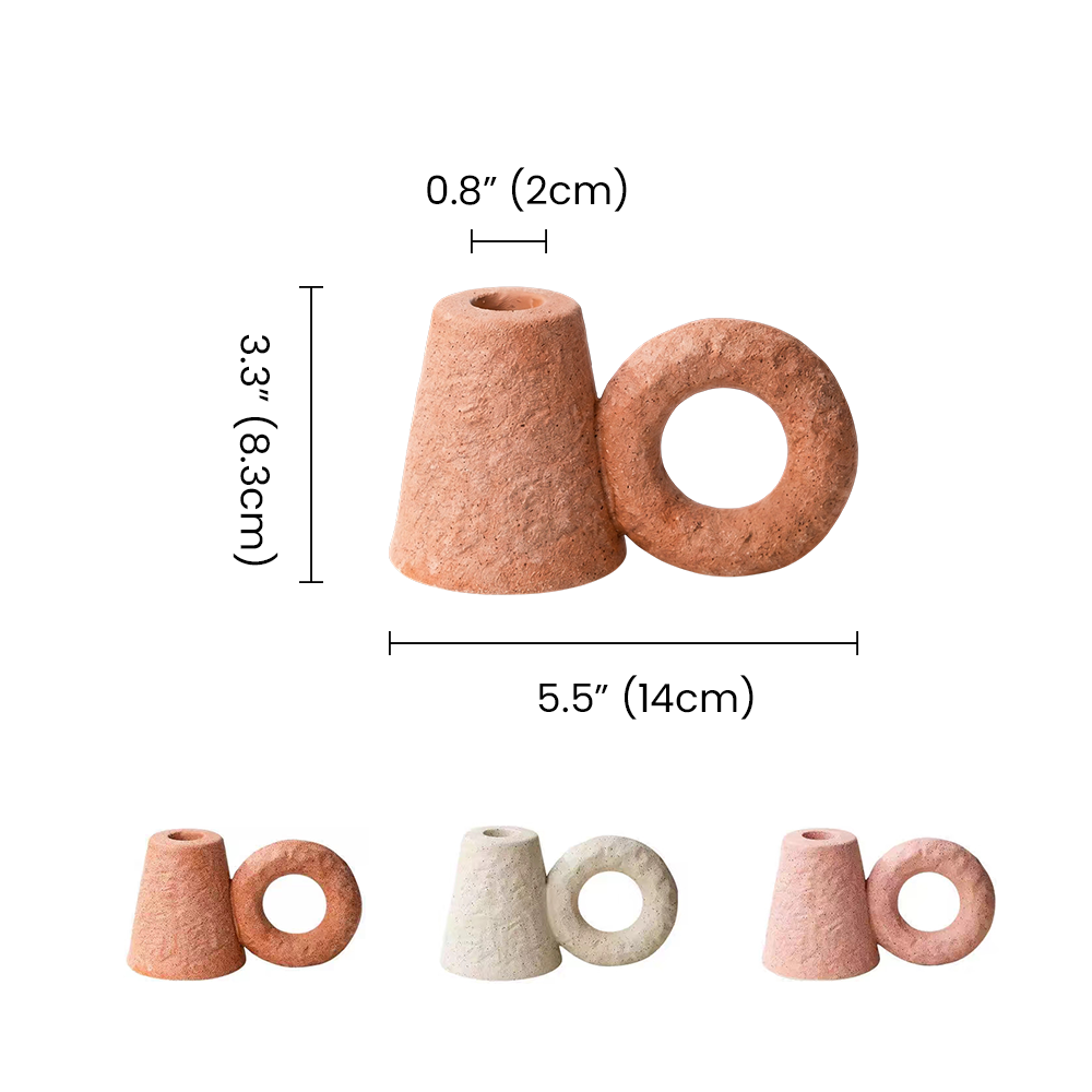 Ceramic Taper Candle Holder — Sculptural Cone & Ring Candlestick for Mantel, Shelf & Tabletop, Modern Minimalist Accent