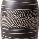 13.7" Modern Black Ceramic Vase, Hand-Carved Textured Stoneware Urn for Entryway, Living Room, Console Table