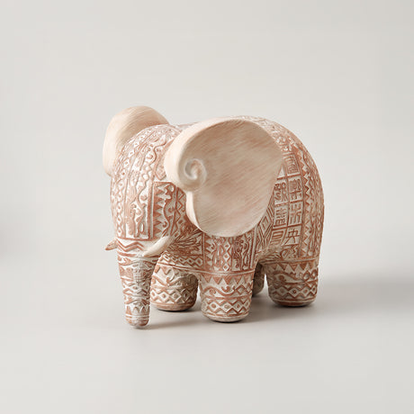 Carved terracotta elephant figurine