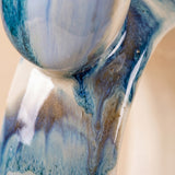 Hand-Painted Ceramic Cat Figurine, Abstract Blue & Ivory Drip-Glaze Sculpture, Modern Decorative Accent for Bookshelf, Console & Mantel