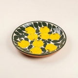 Hand-Painted Ceramic Decorative Plate — Large 14.8" Terracotta Charger with Lemon & Leaf Pattern, Glazed Wall Décor or Serving Platter